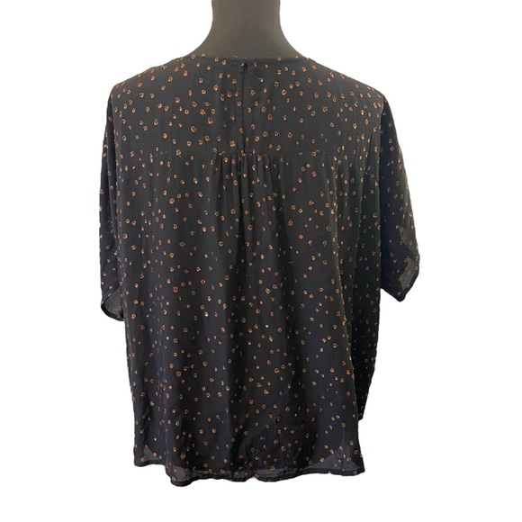 Madewell Black Rhyme Top in Metallic Dot Short Sleeve Blouse (L) - Picture 10 of 15